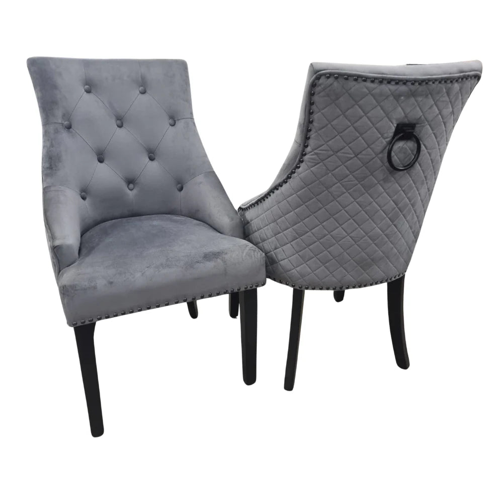 Axel 1.8 Solid Pine Dining Table & Bentley LIGHT GREY or DARK GREY (black legs & ring)