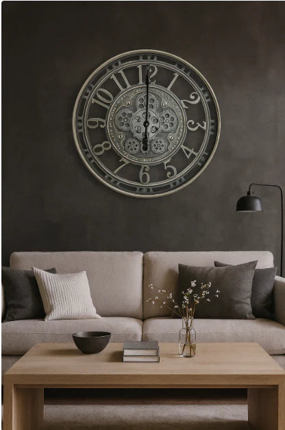 Mechanical Face Clock Silver