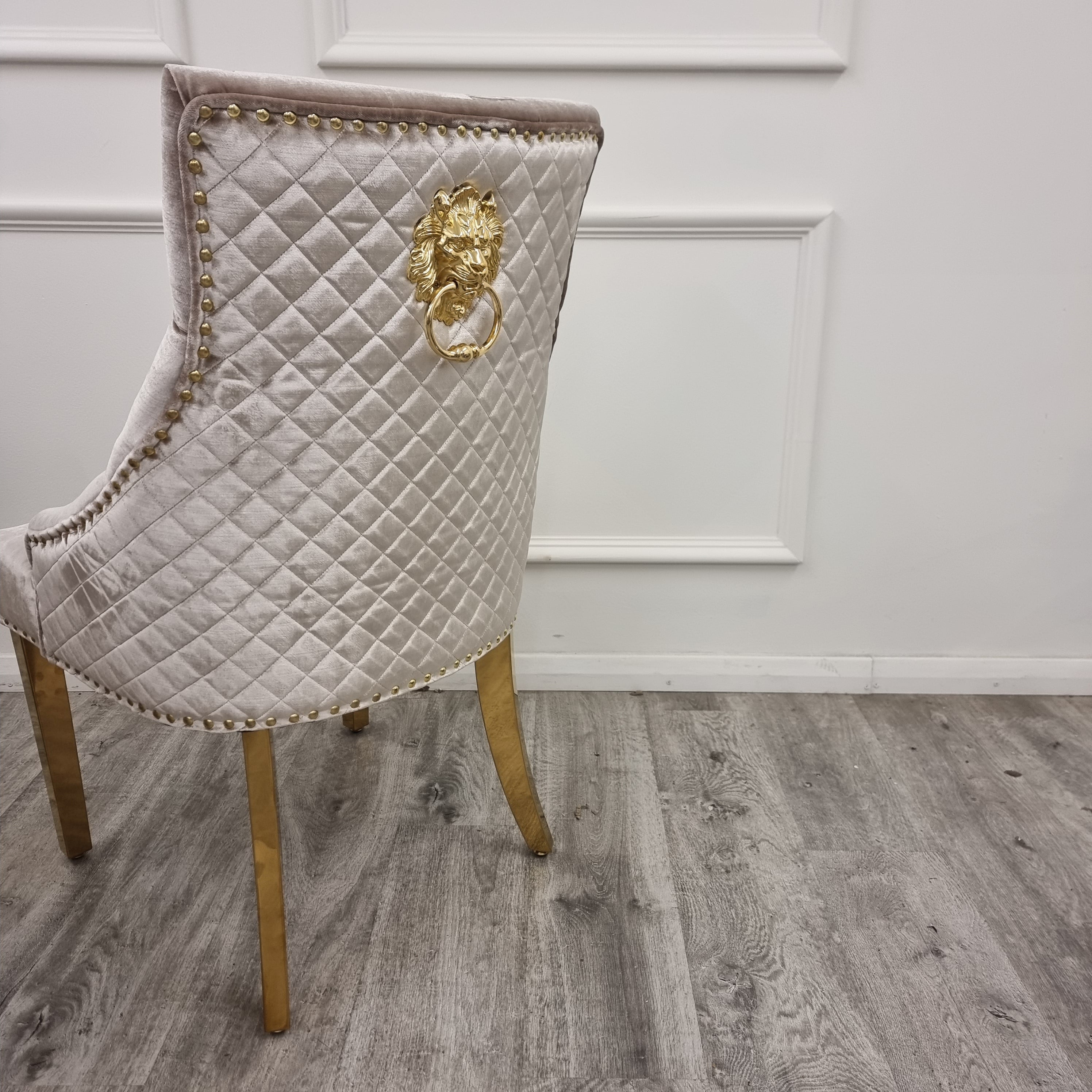 Louis Gold Dining Table & BEIGE Bentley Gold Chairs