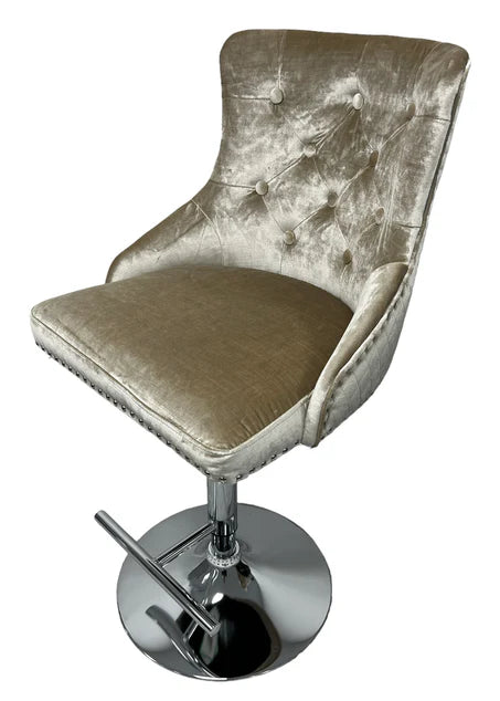 bar stool with lion knocker mink chrome base first class interiors