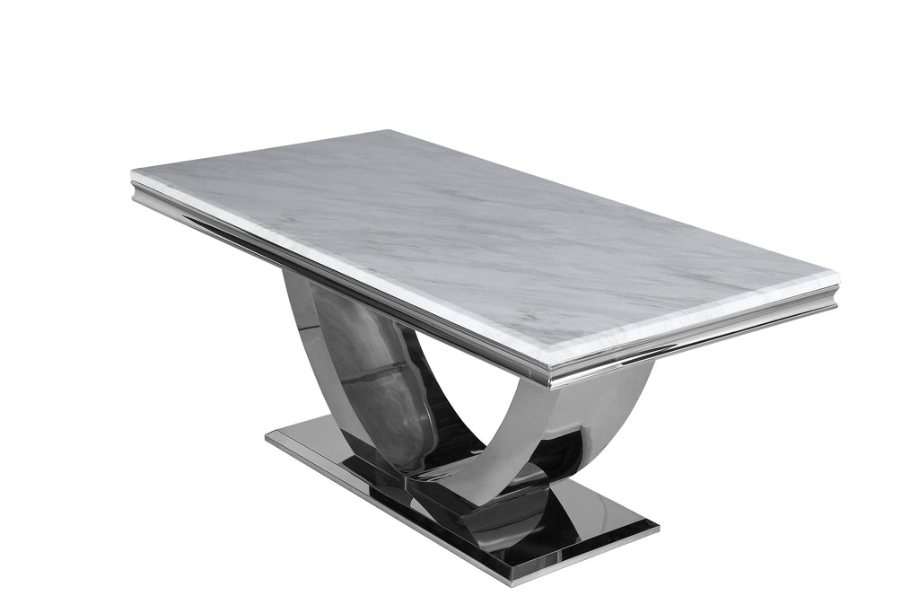 Arial Dining Table (all colours) & BLACK, GREY, or Cream Emma Lion Knocker Chairs