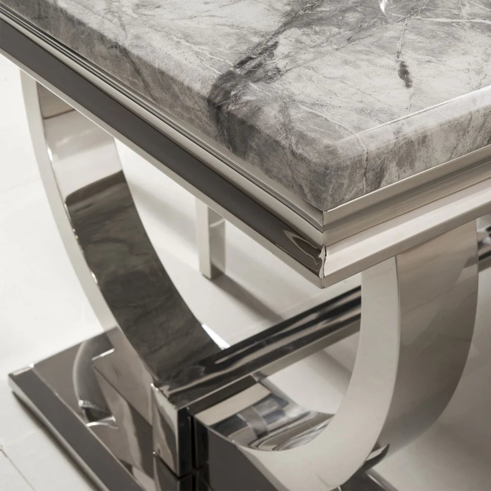 Ariana Marble Dining Table (all colours) & DARK GREY Chelsea Lion Knocker Chairs