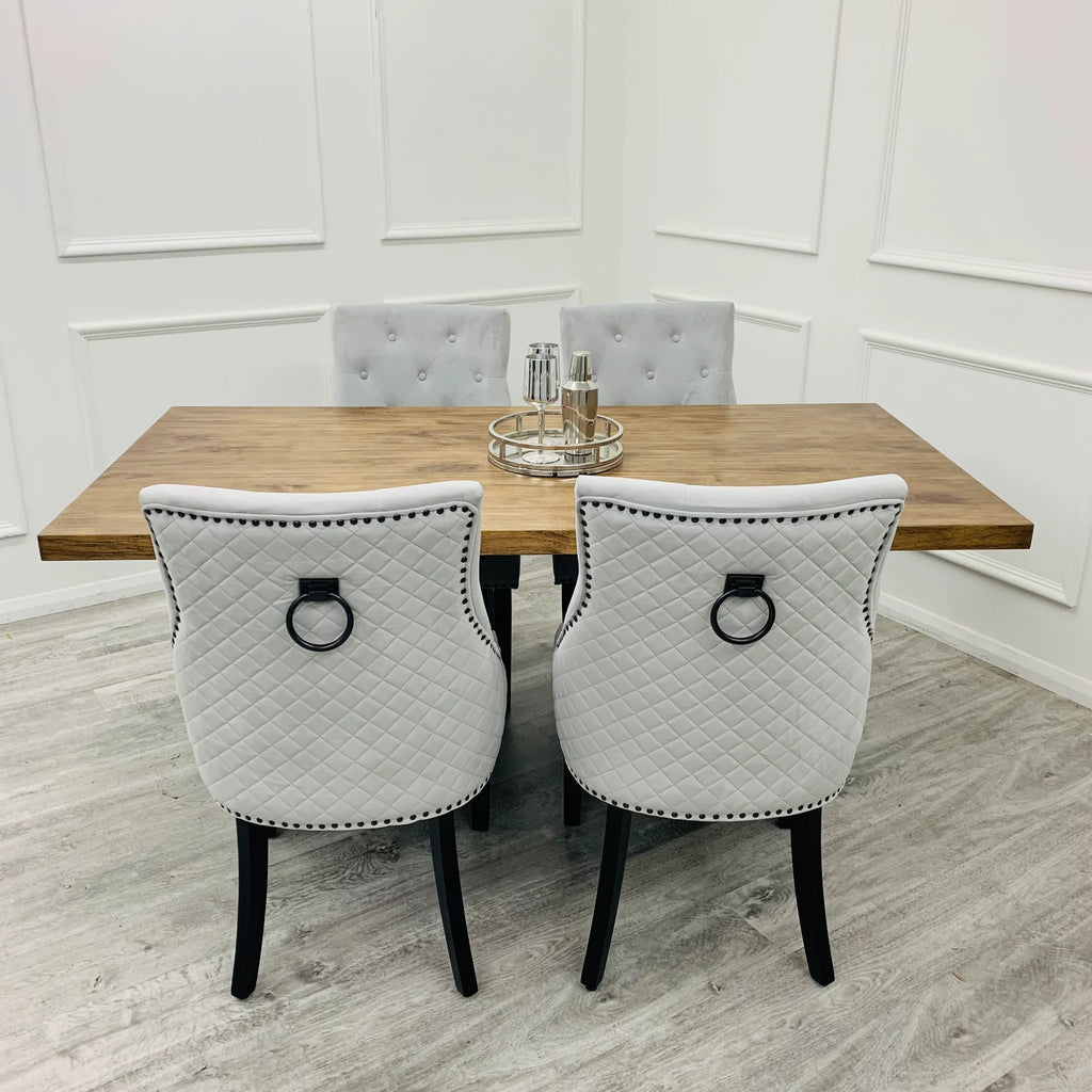 Axel 1.8 Solid Pine Dining Table & Bentley LIGHT GREY or DARK GREY (black legs & ring)