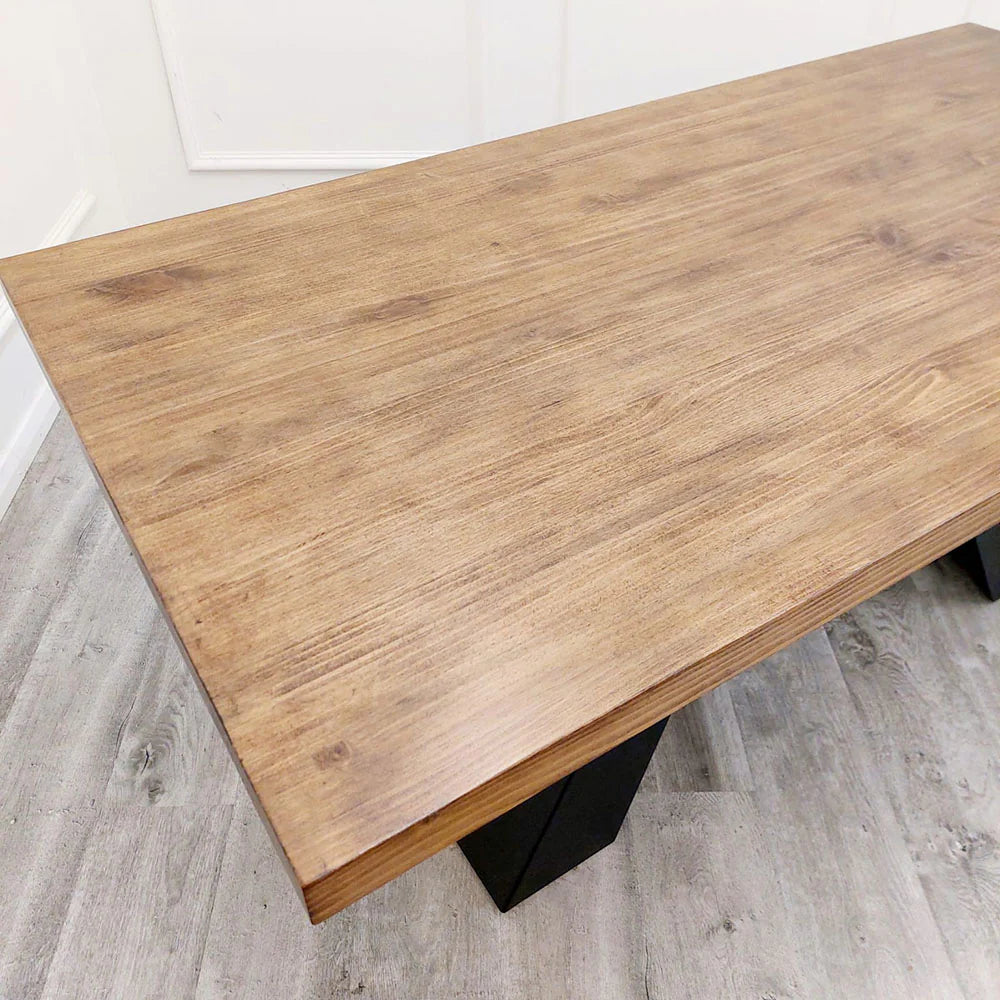 Axel 1.8 Solid Pine Dining Table & Bentley LIGHT GREY or DARK GREY (black legs & ring)