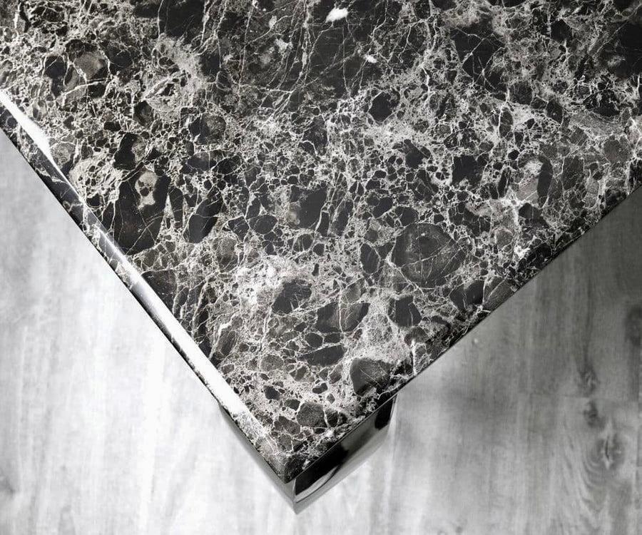 Close-up of a black marble table top for marble table