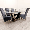 Arial Dining Table (all colours) & BLACK, GREY, or Cream Emma Lion Knocker Chairs