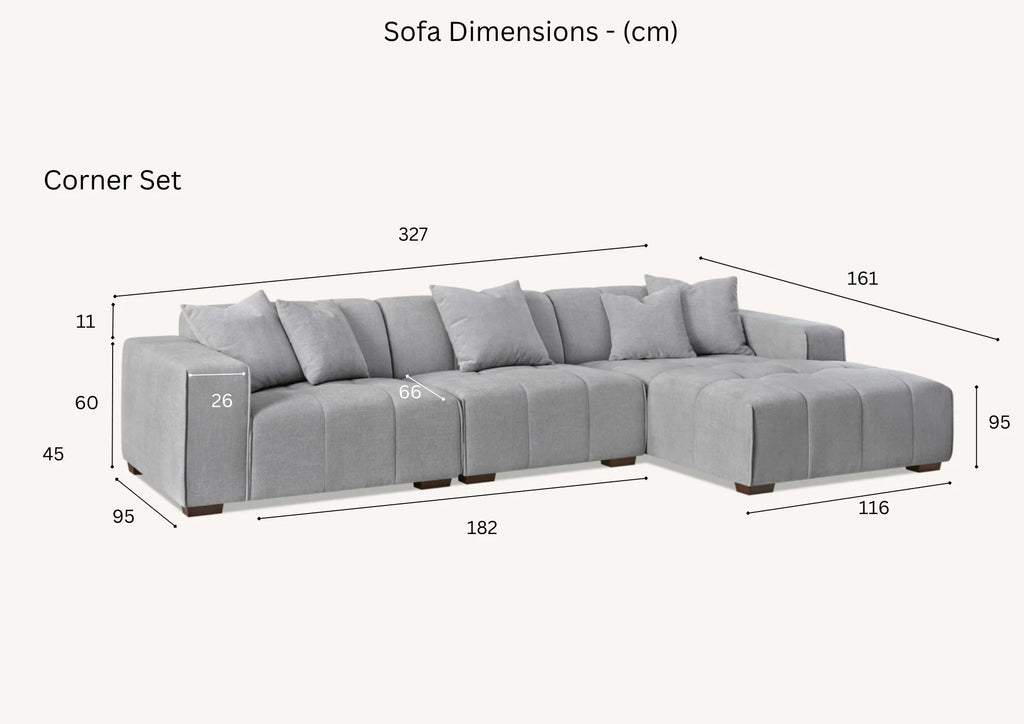 Leonard Right/Left Hand Corner Group in Cloudy Grey Boucle