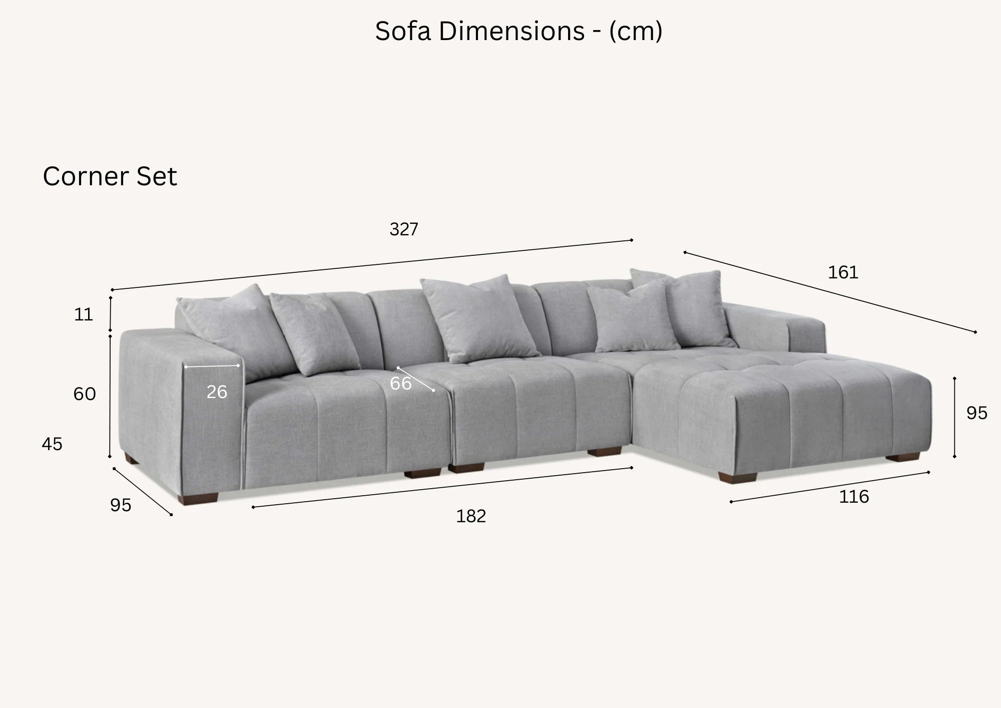 Leonard Right/Left Hand Corner Group in Cloudy Grey Boucle