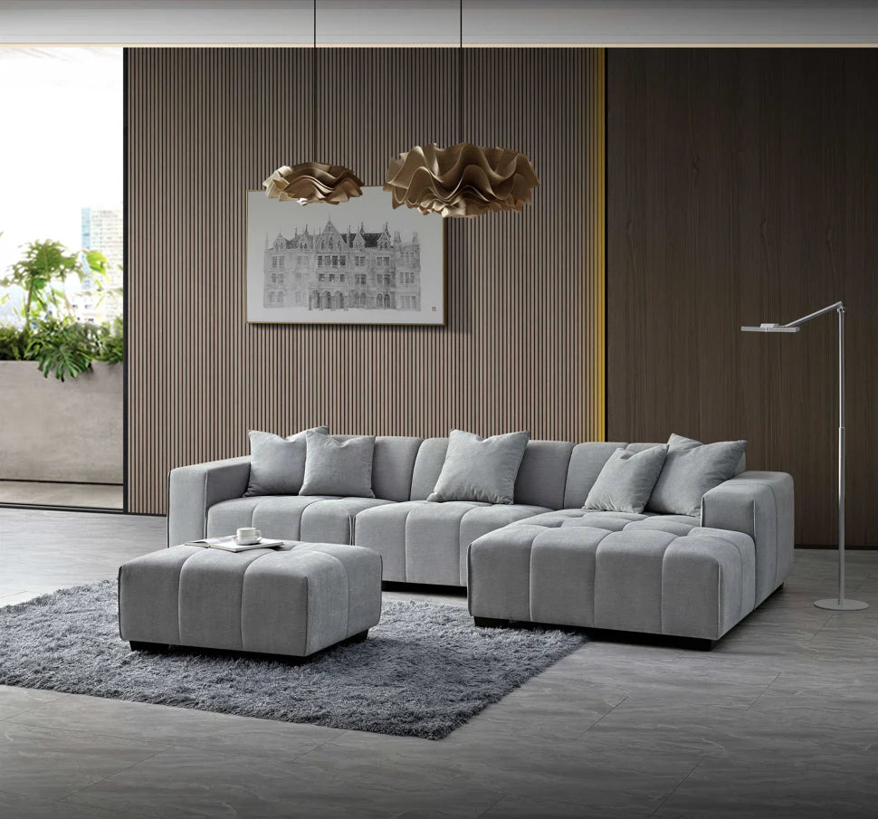 Leonard Right/Left Hand Corner Group in Cloudy Grey Boucle