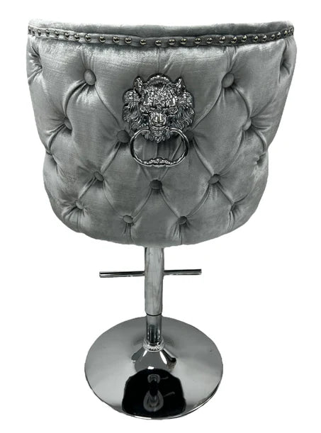 light grey bar stool with lion knocker first class interiors