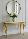Gold console table with marble top 