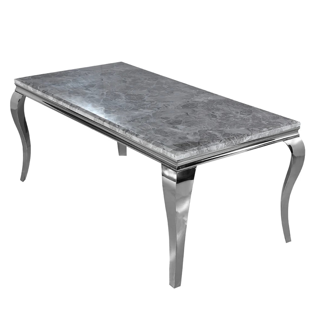 Dining table with marble top and chrome legs first class interiors nationwide delivery