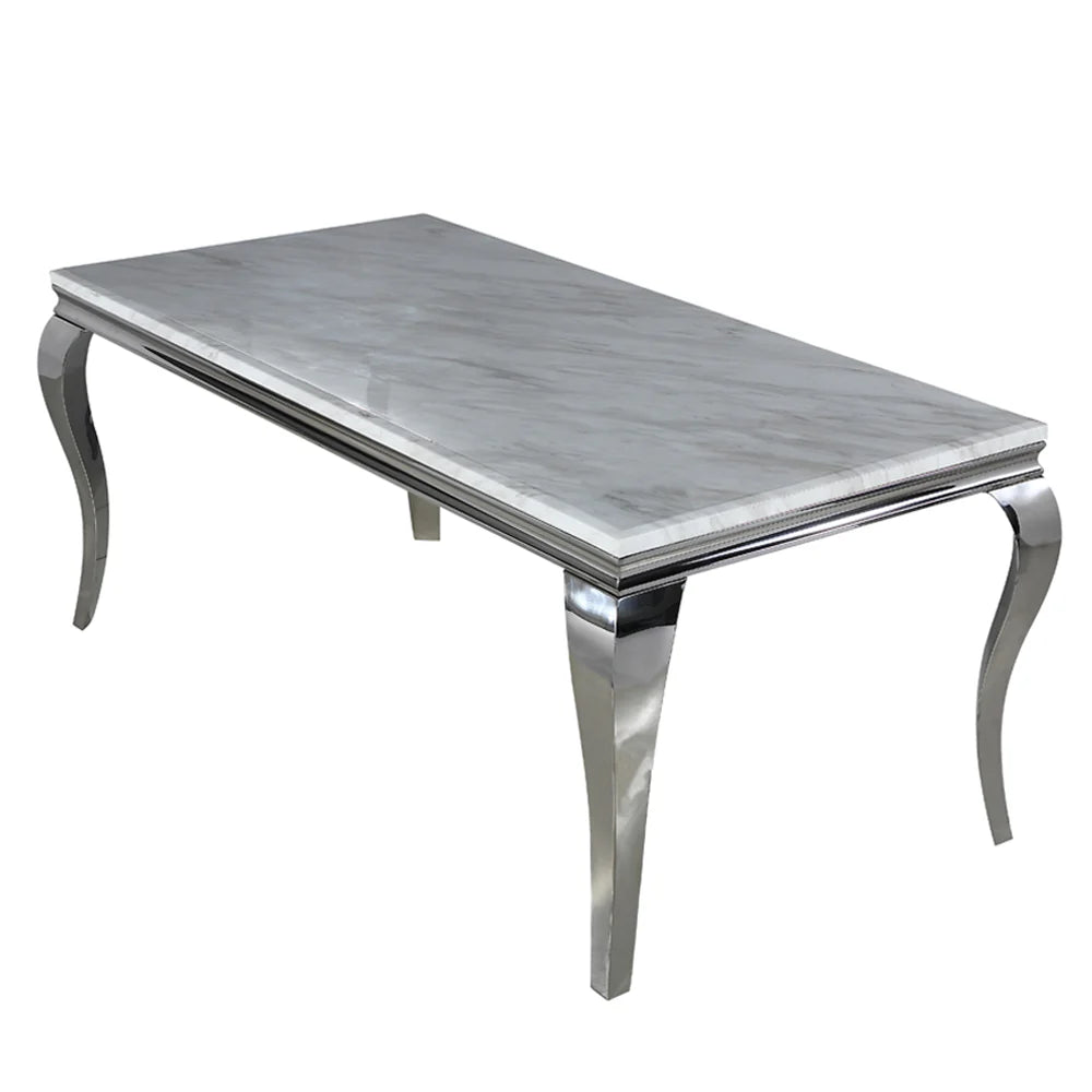 Silver dining table with marble top first class interiors