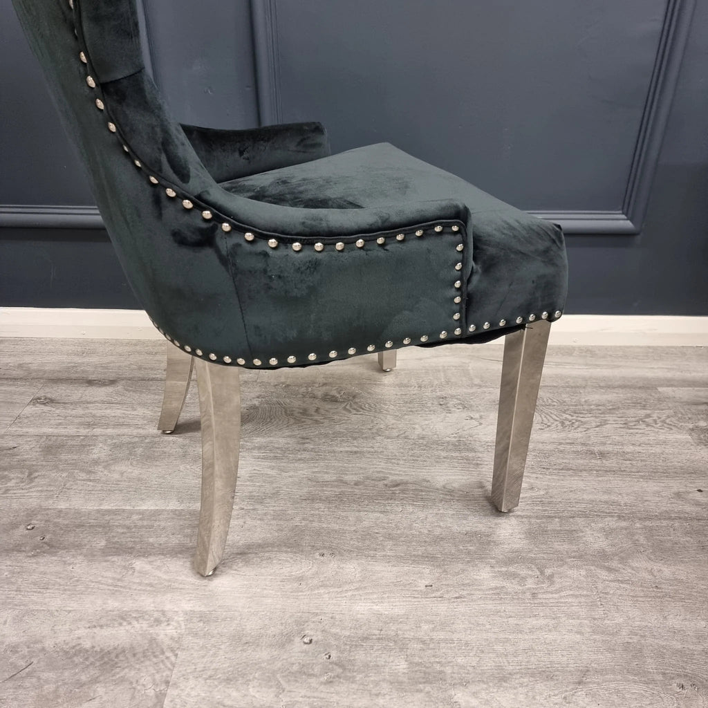 black velvet chair with nailhead trim